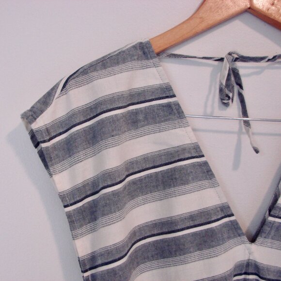 Madewell Yucatan Striped Romper Shorts Sleeveless Summer Blue White Size XS - Picture 9 of 12